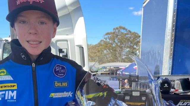 13-year-old Hunter Corney competing in his first practice run for the Oceania Junior Cup at Morgan Park Raceway on July 13-14. Photo: Jason Corney