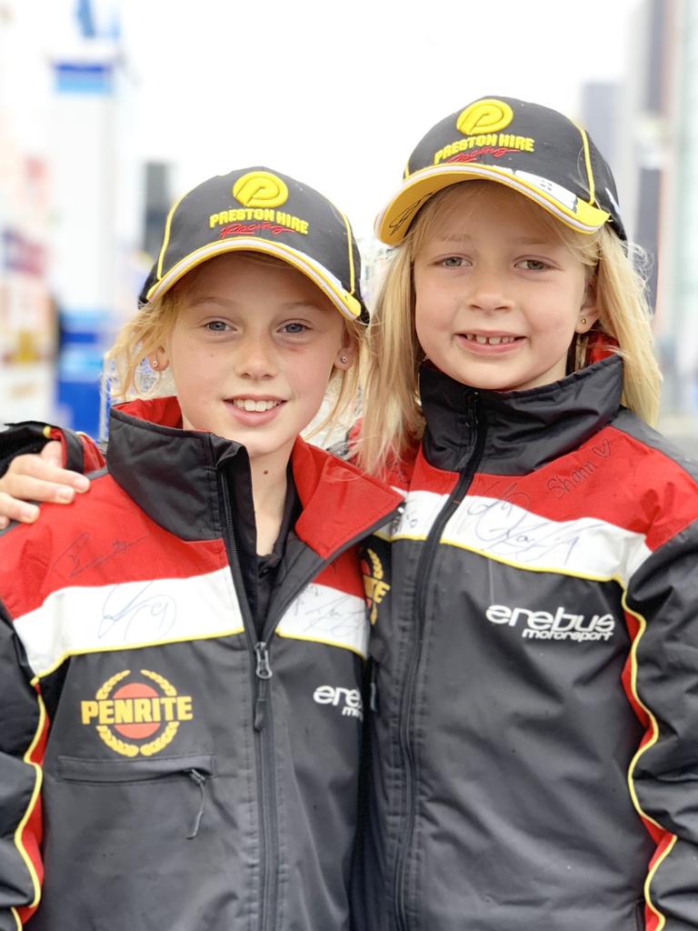 Pictured is L/R Lexie Seamons 8 &amp; Hannah Schultz 7. 2018 Supercheap Autp Bathurst 1000. Picture: Richard Dobson (shot on the iPhone XS Max)