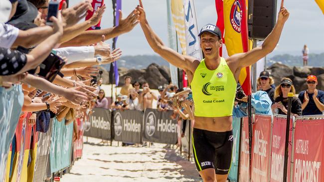 2018 Elite Male Long Course Coolangatta Gold Winner, Ali Day, celebrates his 6th victory. Picture: Jerad Williams