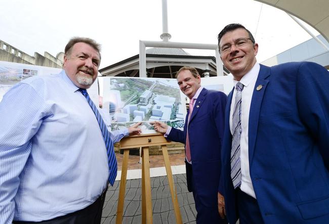 Ipswich City Councillors Paul Tully, Mayor Paul Pisasale and Andrew Antoniolli announces the next stage of the CBD redevelopment. Photo: David Nielsen / The Queensland Times. Picture: David Nielsen