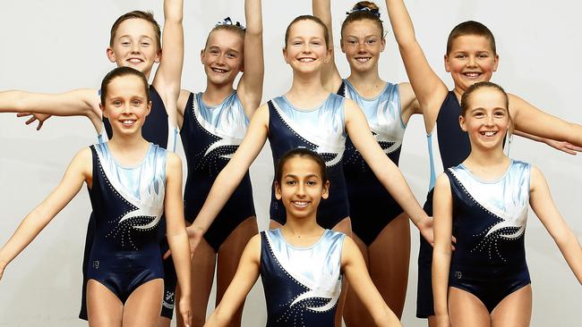 Elise Babbage, Noah Sullivan, Jade Landing, Iyla Maguire, Nicola Richards, Jemma Gillis, Angus Devlin and Amelie Bald from St Brigid's Catholic Primary School Coogee will contest the AeroSchools National Championships. Picture: John Appleyard