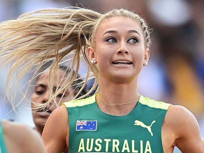 EUGENE, OREGON - JULY 16: Jessica Hull of Team Australia reacts after competing in the WomenÃ¢â¬â¢s 1500 Meter Semi-Final on day two of the World Athletics Championships Oregon22 at Hayward Field on July 16, 2022 in Eugene, Oregon. (Photo by Hannah Peters/Getty Images for World Athletics)