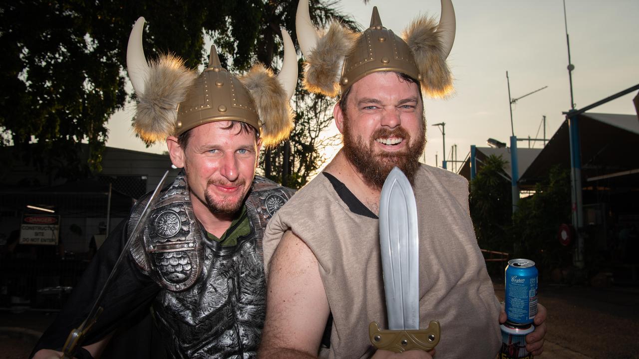 Lloyd Greenfield and Brendon Bayliss at the 2024 Dinah Beach Viking Funeral. Picture: Pema Tamang Pakhrin