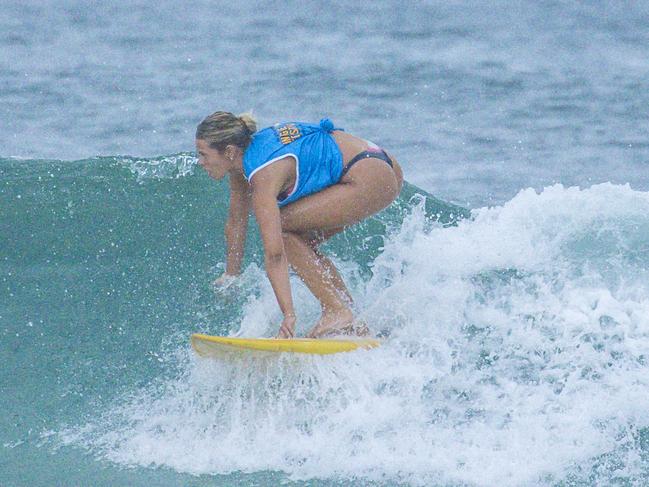 Early Saturday heats of The Burleigh Heads Boardriders Single Fin Festival. Picture: Glenn Campbell