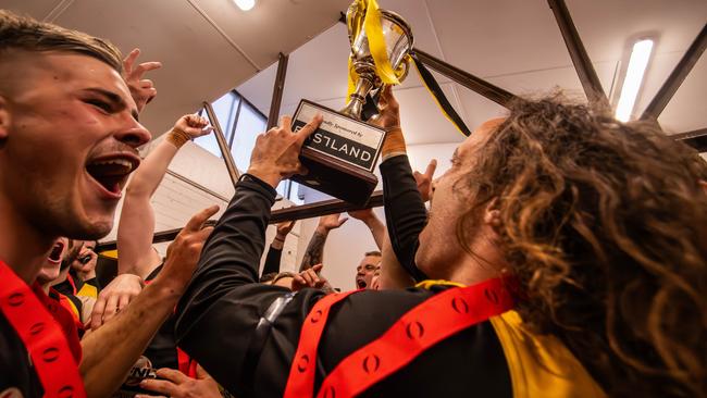 The Tigers lift a second cup in four years. Picture: Leesa Clarkson, 11 Shades Photography