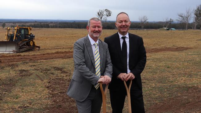 Former Penrith Mayor John Thain with Celestino CEO John Vassallo marking the beginning of construction of Sydney Science Park in Luddenham.