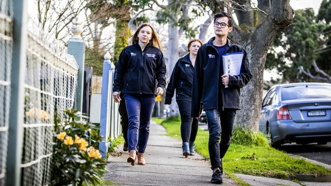 COVID officers going door-to-door in hotspot suburbs. Picture: Nicole Cleary