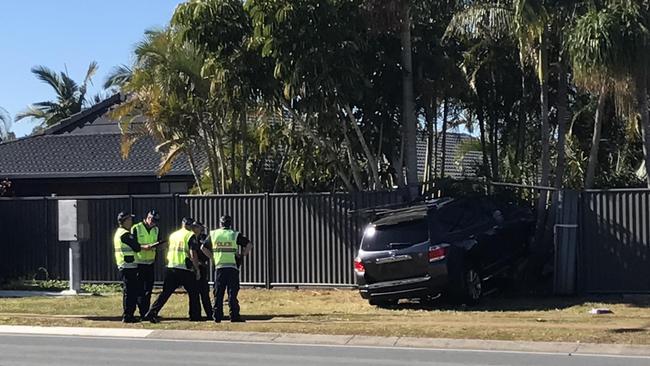 The scene where Dean Mercer crashed his car on the Gold Coast. Picture: Jack Harbour.