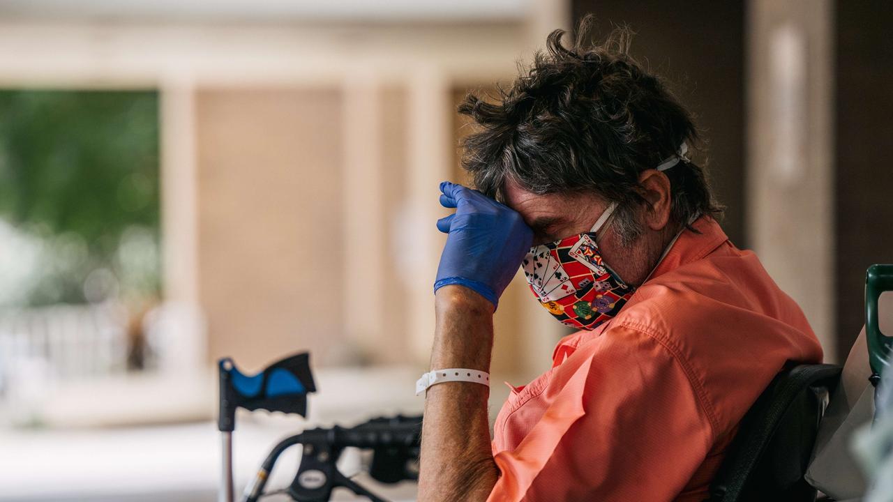 A man waiting to depart the Houston Methodist Hospital. Picture: Brandon Bell/Getty Images/AFP