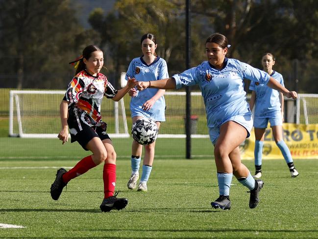 Indie Aldridge. Picture: Michael Gorton. U14 Girls NAIDOC Cup at Lake Macquarie Regional Football Facility.