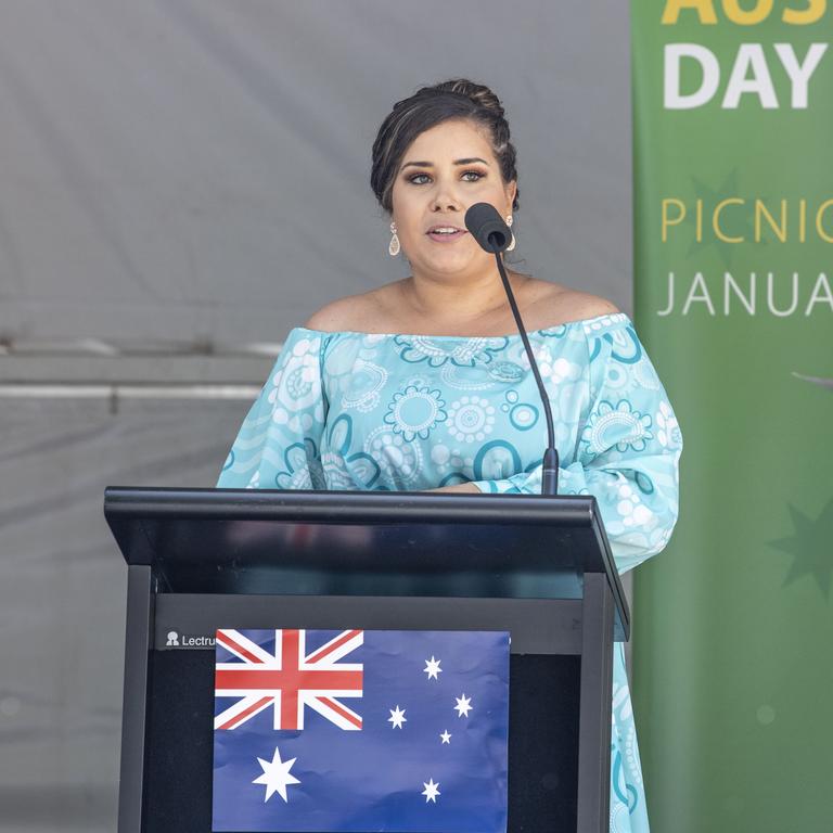 Toowoomba Aboriginal and Torres Strait Islander Citizen of the Year winner Jamie-Lee Wagner. Australia Day celebrations at Picnic Point in Toowoomba. Picture: Nev Madsen.