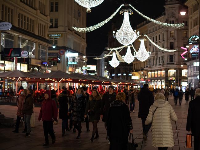 Graben shopping street in the city centre in Vienna. Austrian authorities announced that the country will go into a nationwide lockdown beginning for 20 days. Picture: Getty Images