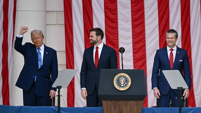 Donald Trump, JD Vance and Pete Hegseth. Picture: Brendan Smialowski/AFP