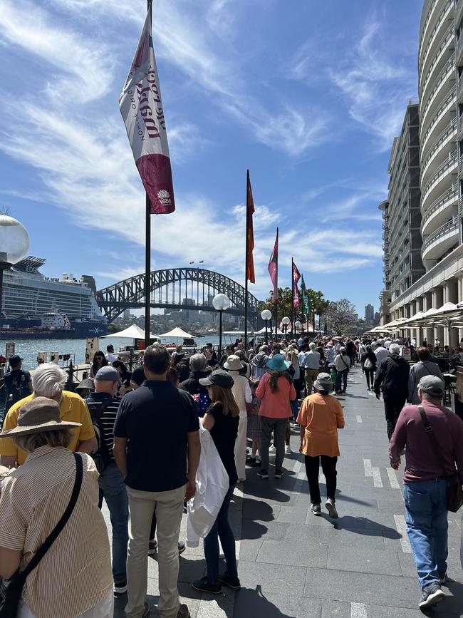 Large groups gather to meet King Charles and Queen Camilla at Sydney Opera House. Picture: Adelaide Lang / NewsWire,