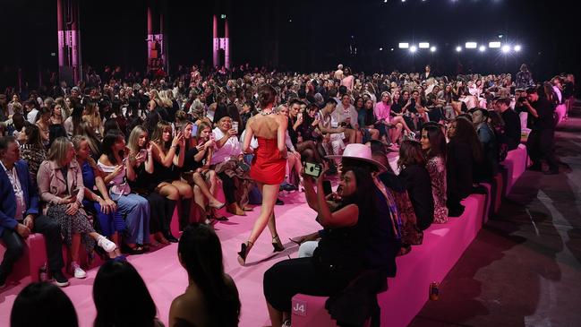 SYDNEY, AUSTRALIA - MAY 17: A model walks the runway during the Pandora's Closing Night show during Australian Fashion Week Presented By Pandora 2024 at Carriageworks on May 17, 2024 in Sydney, Australia. (Photo by Brendon Thorne/Getty Images for AFW)