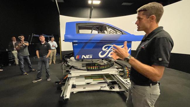 Test driver David Ragan with Ford's simulator in North Carolina. Photo: David McCowen