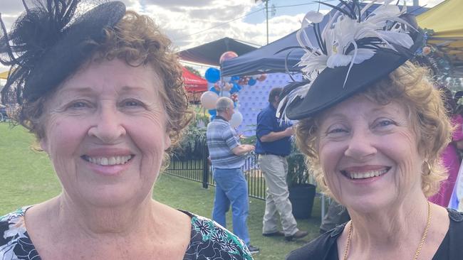 Glenda Gorry and Sherry Mulgrew enjoy a day of fun at the Gympie Races on Saturday, July 15, 2023.