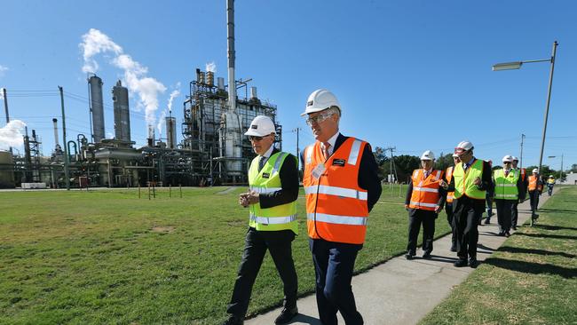Prime Minister Malcolm tours the Incitec Pivot facility on Gibson Island with then chief executive James Fazzino. (Pictures: Jack Tran)