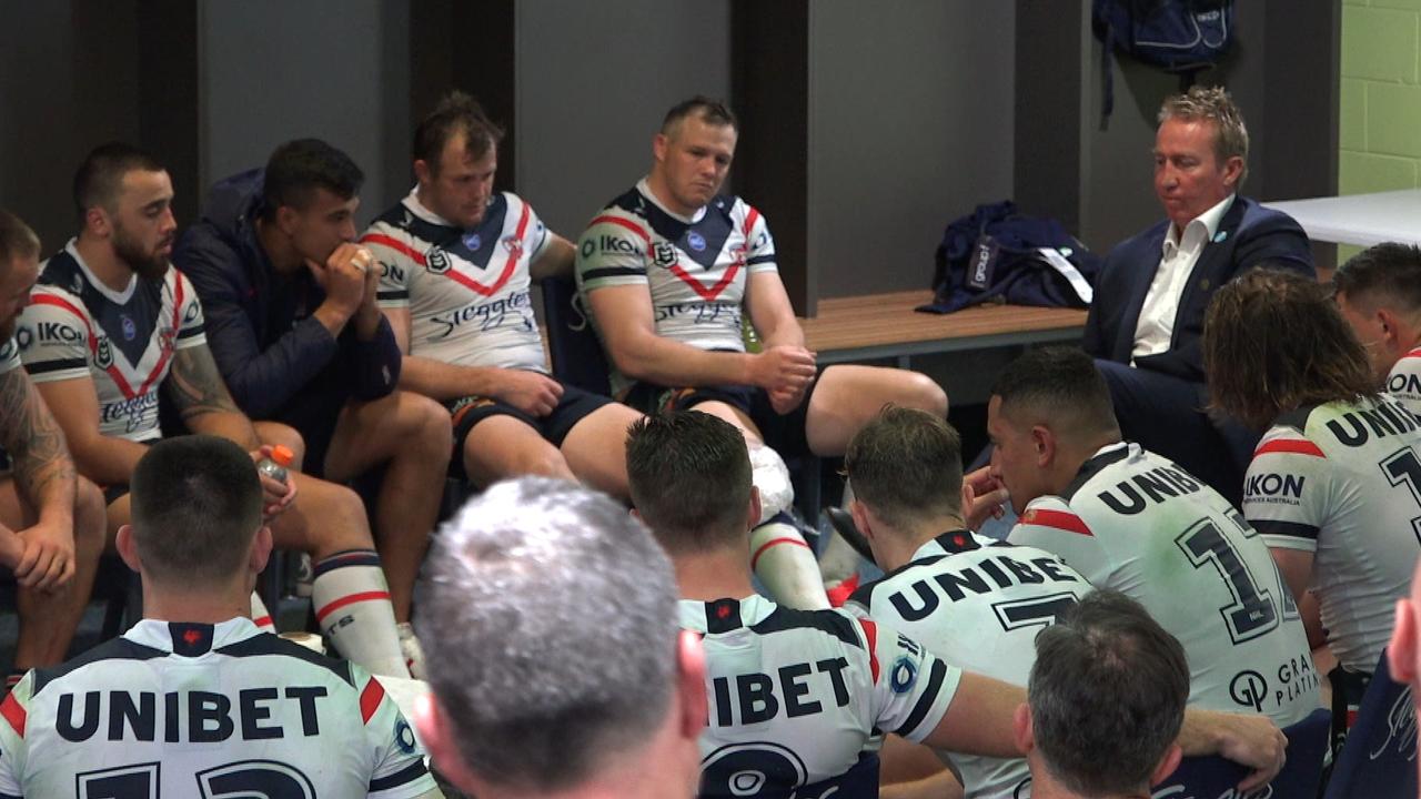 Joseph Suaalii is all ears as Trent Robinson addresses his players.