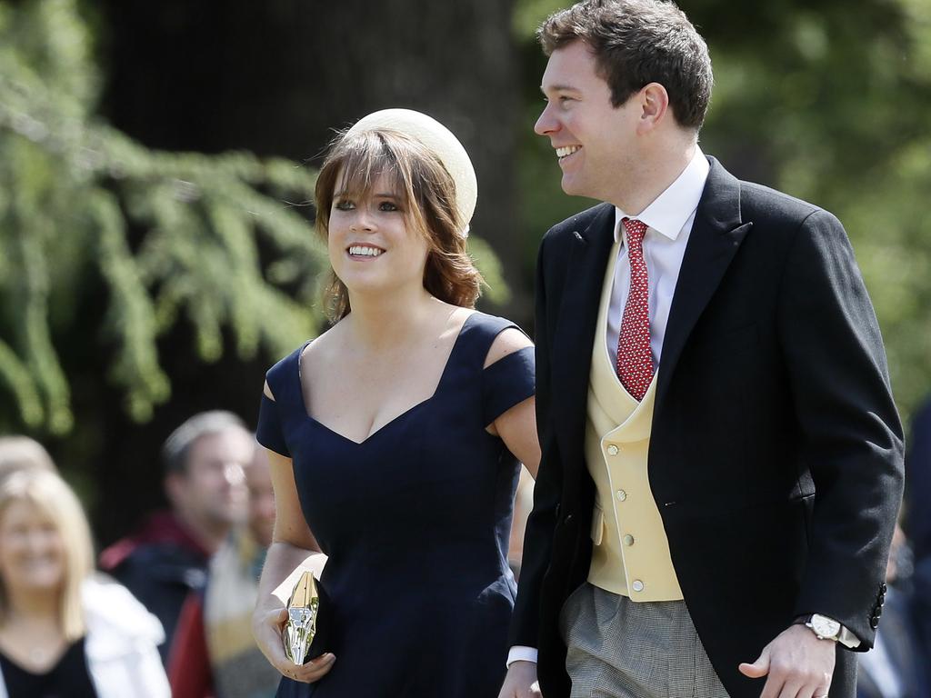 The soon-to-be bride and groom at the wedding of Pippa Middleton and James Matthews.  Picture:  AP