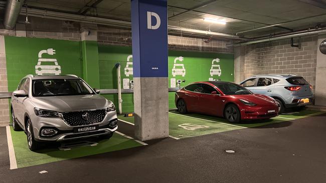 Charging at a public charging facility.