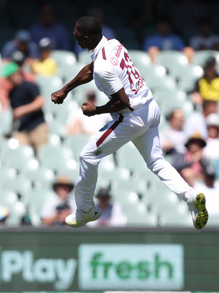 Joseph claimed the big scalp of Steve Smith with his first ball. Picture: Paul Kane/Getty Images