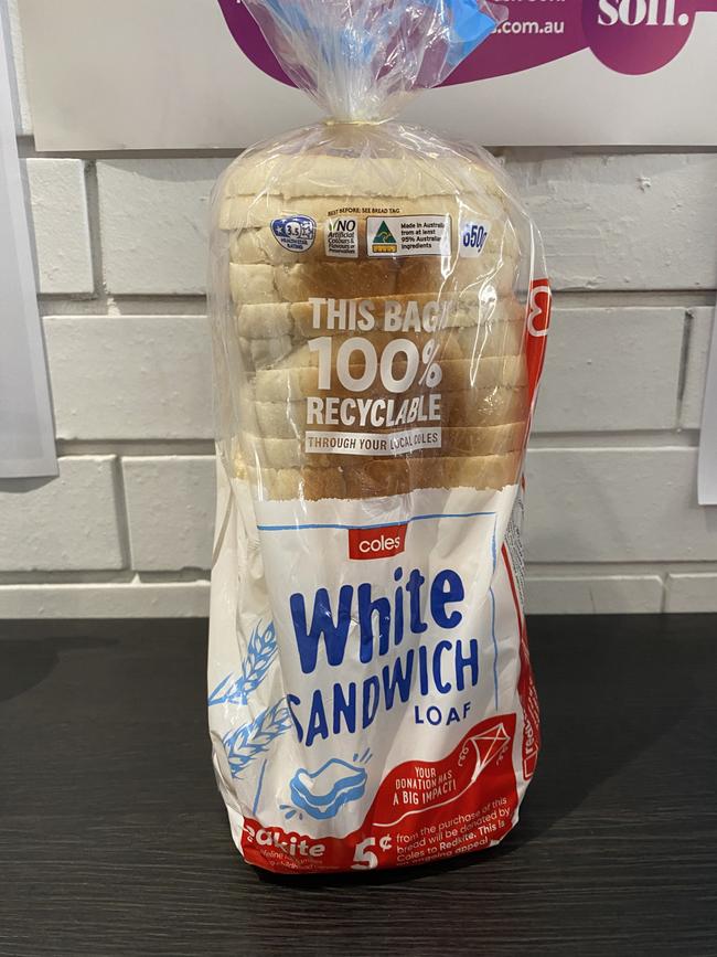 <b/>Coles white sandwich loaf (650g). Picture: Michaela Meade