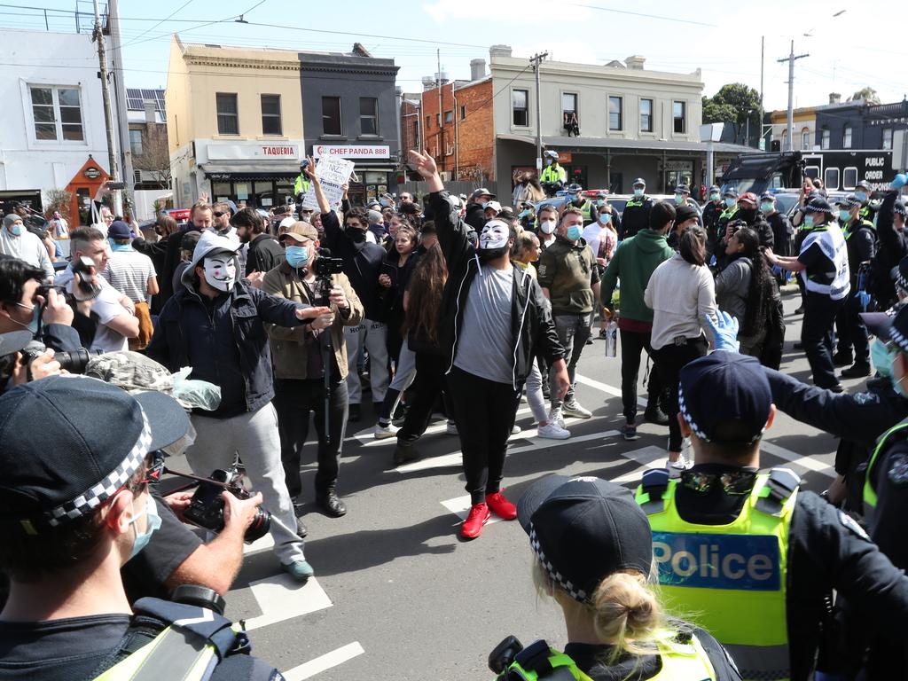 The protesters have been chanting “freedom”. Picture: David Crosling