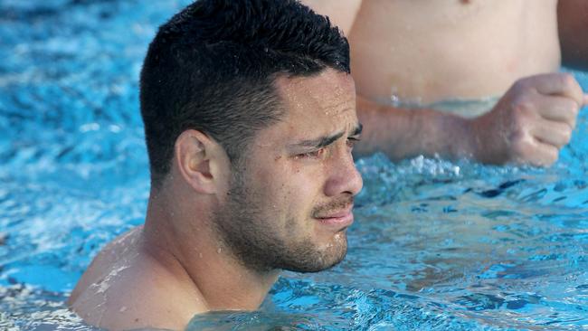 Titans recovery at the Pizzy park pools . - Jarryd Hayne . Picture Mike Batterham