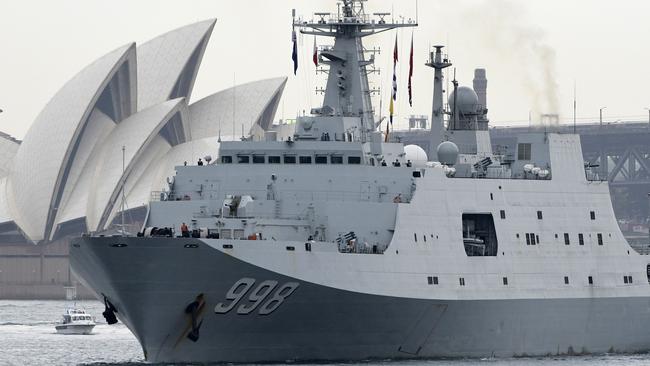 A Chinese navy ship departs Sydney in June 2019. Picture: AAP