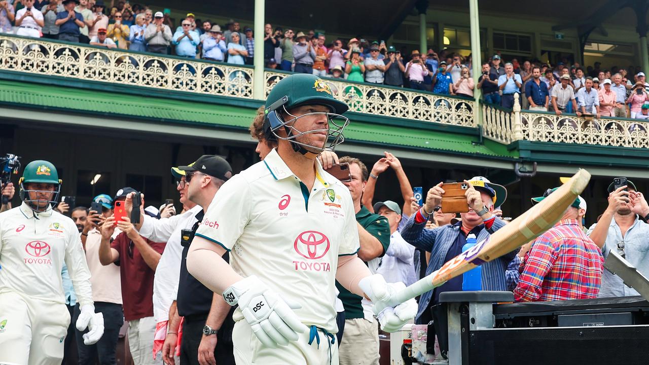 David Warner walks out to bat at the SCG. Picture: Getty Images