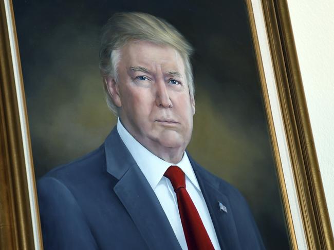 President Donald Trump's portrait hangs in the Colorado Capitol in Denver. Picture: AP