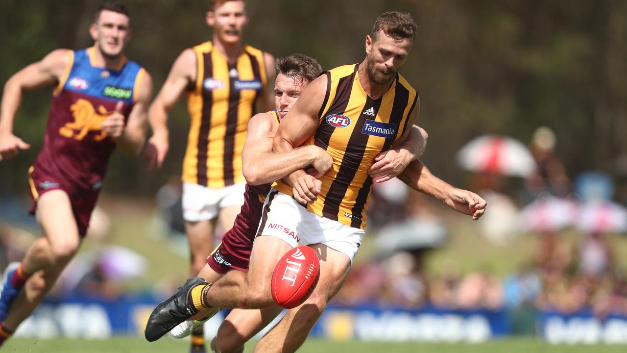 Tim Mohr in action during a pre-season game for Hawthorn. Picture: Getty Images