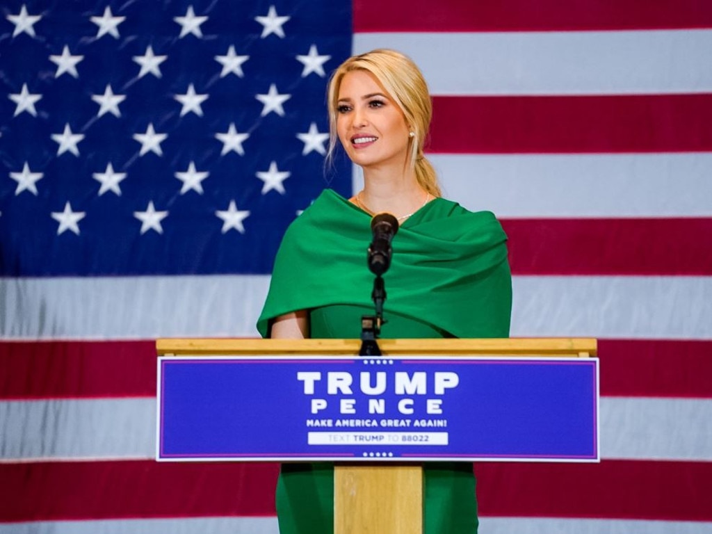 Ivanka in a green dress in Wausau, Wisconsin.