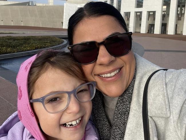 Eve Daher the nine year old from Sydney who is one of Australia's longest surviving Dipg sufferers (Dipg is a brain cancer). , , Eve Daher has helped lobbied the federal government for funding to help find treatment and a cure for Dipg . She is pictured (left) with her mum Angie. Picture: Supplied,