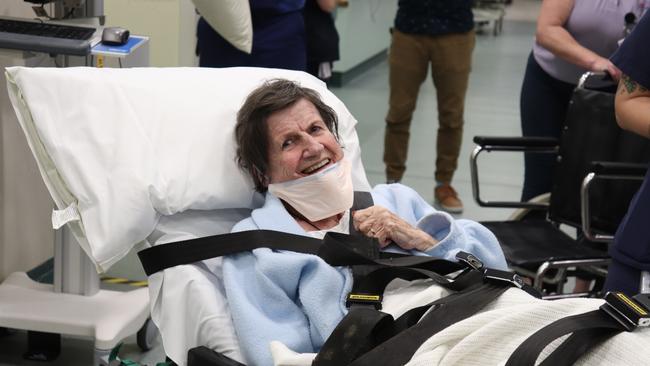 The last patient to leave the old Tweed Hospital on Tuesday was Tweed Heads resident Doreen Cording. Picture: Supplied