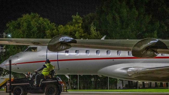 Taylor Swift fans flock to the Melbourne Jet Base to catch a glimpse of Taylor Swift as she arrives in Melbourne by private plane. Picture: Jake Nowakowski