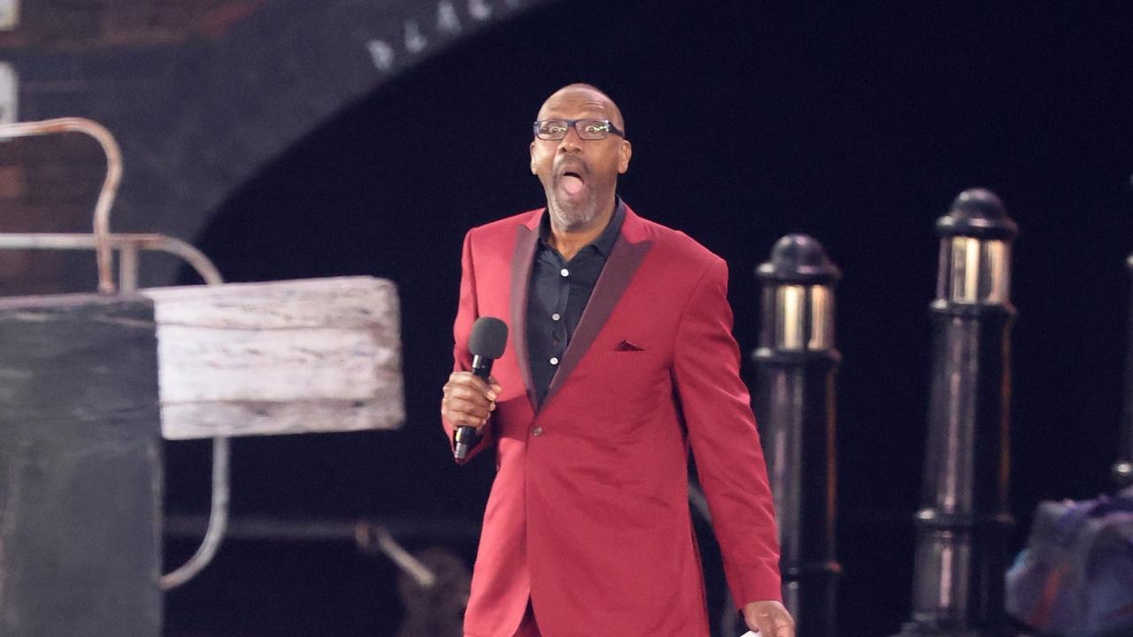 Lenny Henry plays up for the crowd. Photo by Chris Jackson/Getty Images.