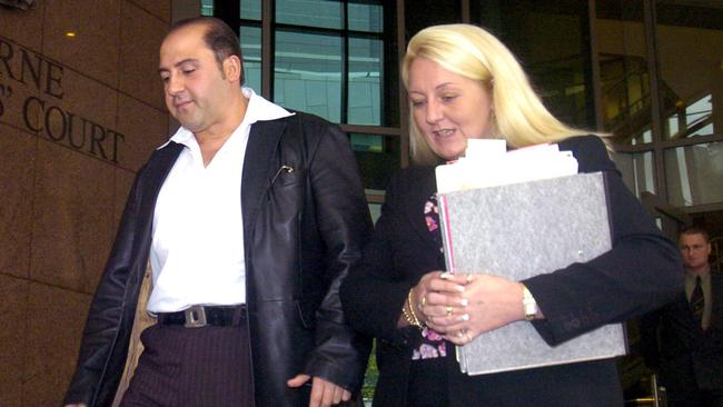 Tony Mokbel leaves court with Nicola Gobbo when she was acting as his lawyer.