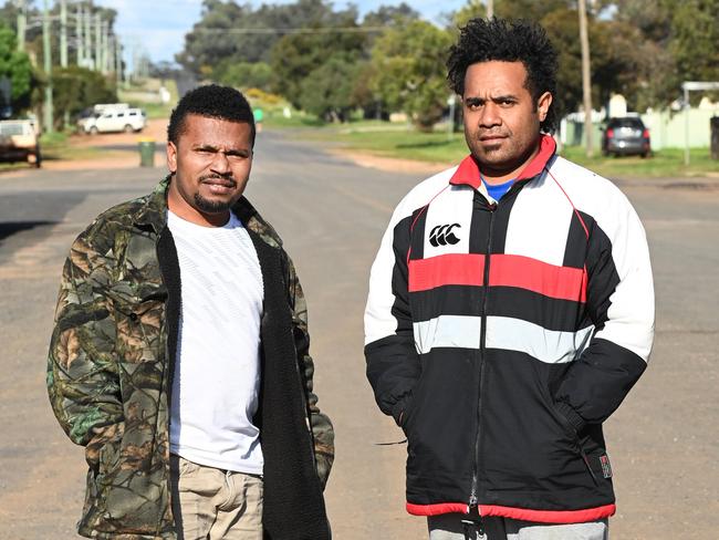 Fijian rescuers Taitusi Kovo and Tevita Navara lost all their possessions while trying to rescue a family in floodwaters. Picture: Jeremy Piper