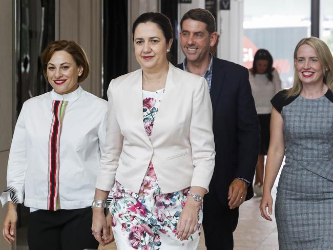 Premier Annastacia Palaszczuk (front) with (from left) Jackie Trad, Cameron Dick and Kate Jones