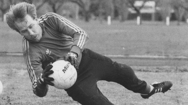 Australia Socceroos goalkeeper Jeff Olver during team training session in Adelaide on August 7, 1985.