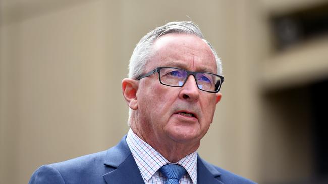 NSW Health Minister Brad Hazzard addresses media during a press conference at NSW state parliament in Sydney, Tuesday, March 17, 2020. Premier Gladys Berejiklian announced a $2.3 billion stimulus package, consisting of $700 million for healthcare and $1.6 billion for job creation and tax relief. Picture: Dan Himbrechts.