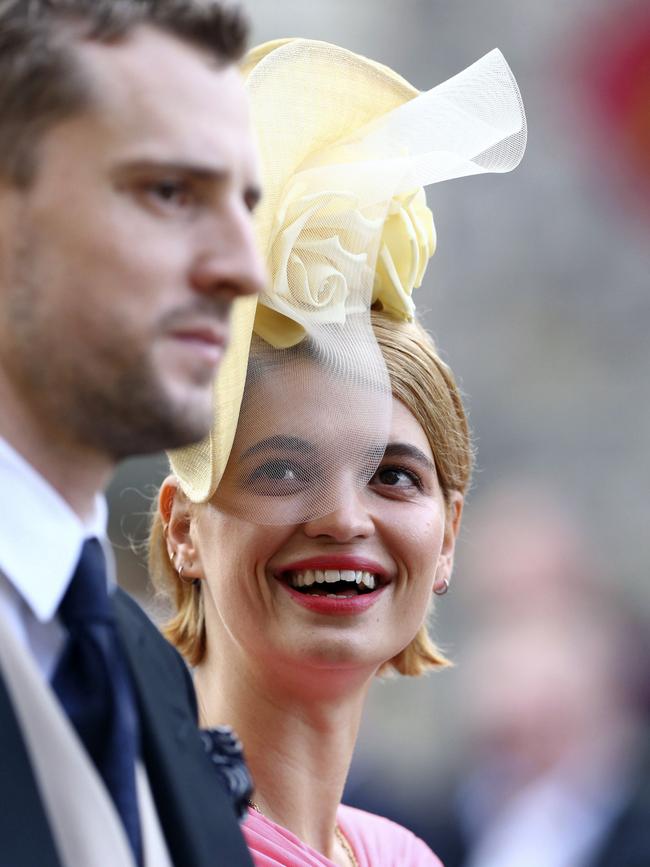 The pair were all smiles as they entered St George’s Chapel at Windsor Castle. Picture: AP