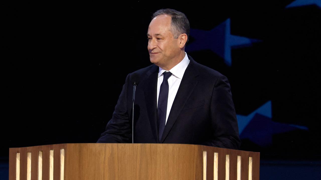 Doug Emhoff speaks on stage. Picture:  Getty Images via AFP.