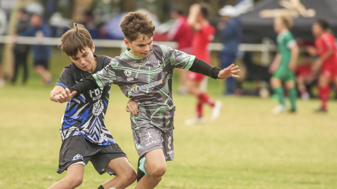 U/12 Football NT (Green Socks) V the FB 9 Academy in the Premier Invitational Football Carnival at Nerang. Picture: Glenn Campbell