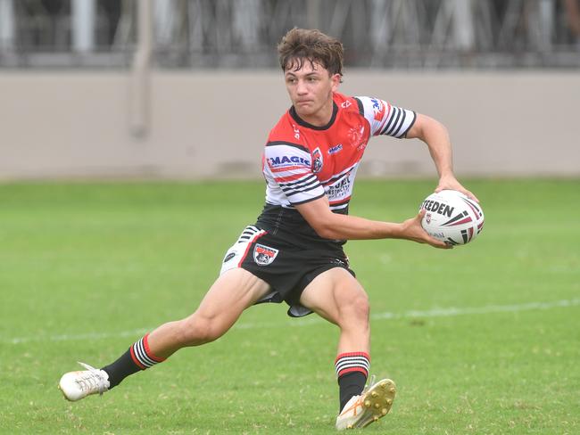 Kirwan High against Ignatius Park College in the Northern Schoolboys Under-18s trials at Brothers Rugby League Club in Townsville. Riley Carbone. Picture: Evan Morgan