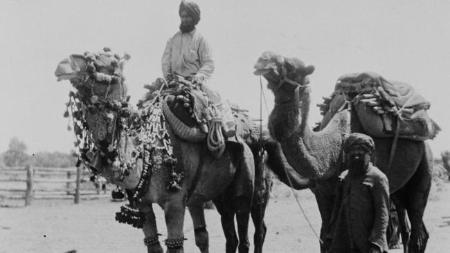 Afghan Muslim cameleers made a huge contribution to Australia in the 19th Century, opening up the dry centre of our country. Picture: Circa 1912