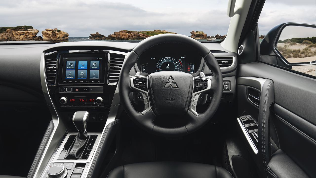 Our Mitsubishi Pajero Sport had the Deluxe pack which adds leather trimmed seats, power adjustable front chairs and an around-view monitor for an extra $2350.