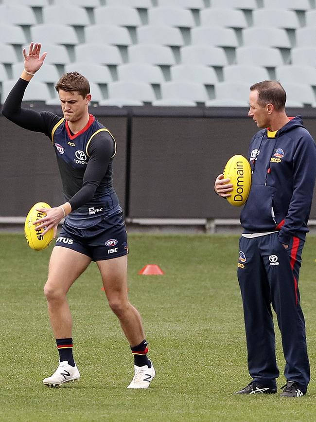 Matt Crouch under the watchful eye of coach Don Pyke. Picture SARAH REED